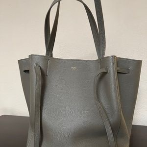 Celine Phantom Tie Cabas Tote Leather Small Taupe